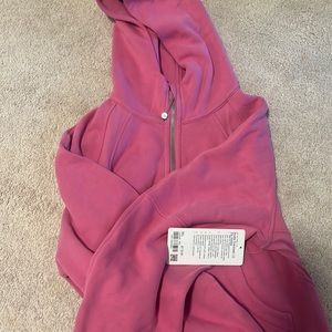 Scuba oversized 1/2 zip hoodie - pink blossom